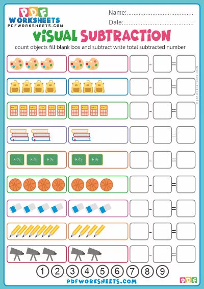 Visual Subtraction PDF Worksheets [FREE DOWNLOAD]