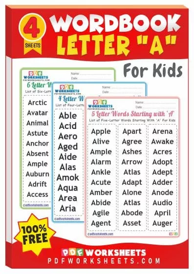 Words Starting With Letter 'A' PDF Worksheet