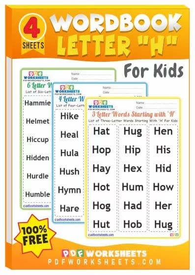 Words Starting With Letter 'H' PDF Worksheets