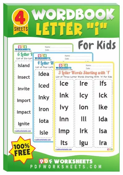 Words Starting With Letter 'I' PDF Worksheets