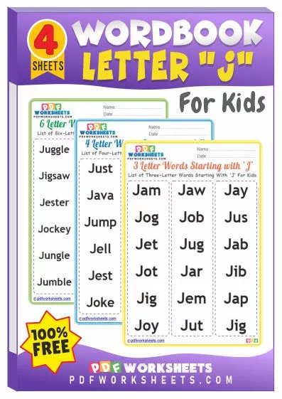 Words Starting With Letter 'J' PDF Worksheets