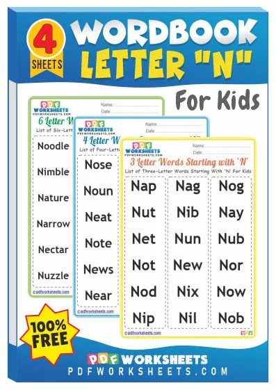 Words Starting With Letter 'N' PDF Worksheets
