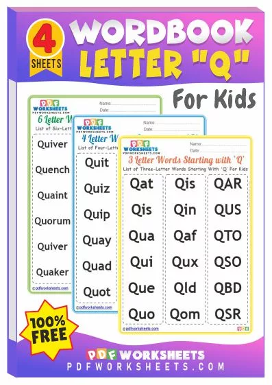 Words Starting With Letter 'Q' PDF Worksheets