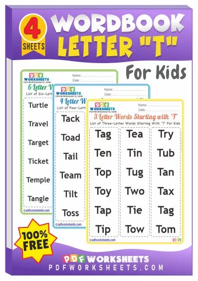 Words Starting With Letter 'T' PDF Worksheets