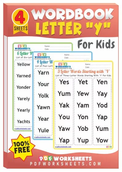 Good Words Starting With Letter ‘Y’ PDF Worksheets