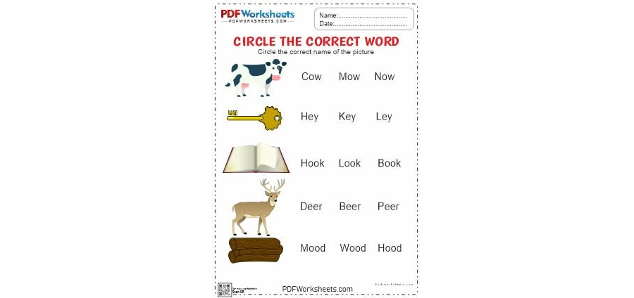 Circle the Correct Word PDF English Worksheet - PDF Worksheets