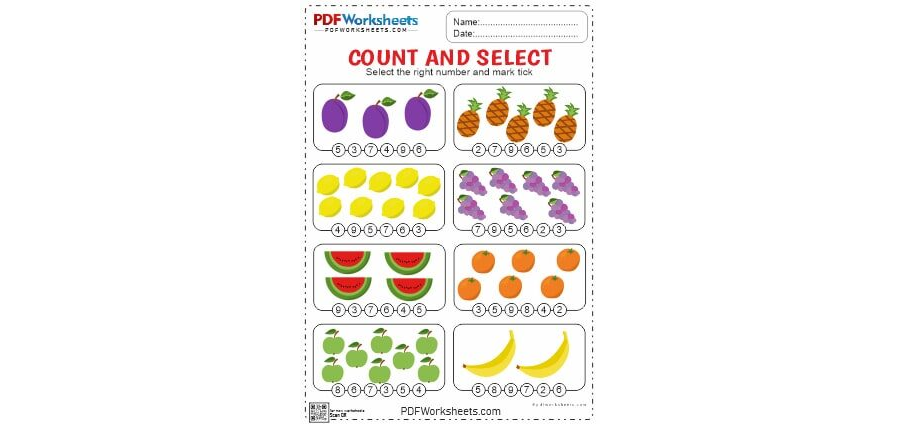 Counting Objects and Select Answer PDF Worksheet - PDF Worksheets